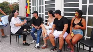 Independence Day - Horny slut follows me to the bathroom and plays with my cock