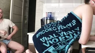 My stepsister after a shower thought I'm not at home