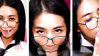 Asian Secretary Lets Boss Give Her Facial