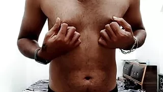 Hot horny guy masturbating and drinking cum with nudidity and slave man work