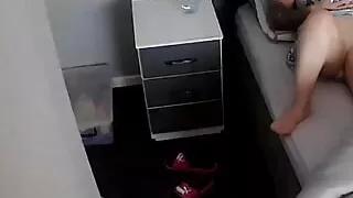 Step mom in bed on her new iphone waching porn