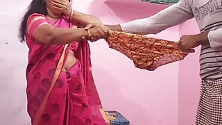 Aunty was bending down and reading something and I was playing with her panties behind her and she saw that I had sex with her.