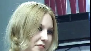 Pigtailed blonde in college uniform does anal with her hung black stud