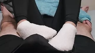 Seducing Footjob in Boxers