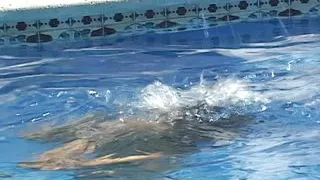 Hot lesbian sex in the pool! She licks my cunt until I cum