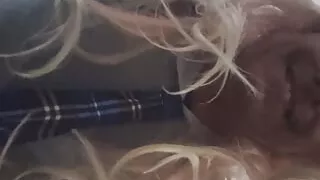 Sissy fucks dildos in gang bang