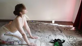 Brain aneurysm recovery workout in Yoga pants