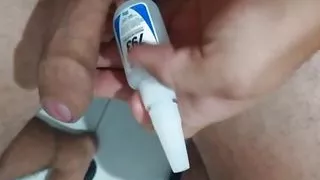 Super glue applied inside the stick with the homemade adapter.