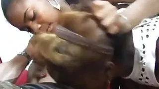 Watch the teenage black girls both give heads to the same guy