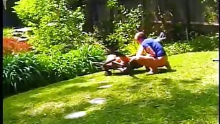 Hot blonde chick gives head, takes a hard cock and facial outdoors