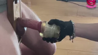 Close Up Femdom Edges Cock To Ruined Orgasm In A Glass 5 Min