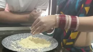 Brother in Law Put Wheat Flour on Sister in Law Blouse and Fuck Her Pussy Hard