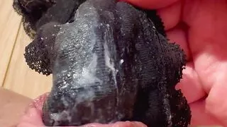 Worn dirty panties close up view! POV panties play masturbation with the captions.