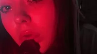 Beautiful girl passionately sucks cock