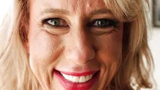 Bella Lexi, ex-cop, cops a feel of her own tits and pussy