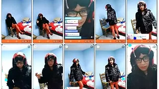 Joselynne Cd Red Stockings And Furry Jacket Show My Legs