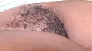 Black Hairy Pussy Fucked and Filled by a Big White Cock and a Sticky Load of Semen