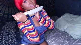 high definition  nina rivera fucks herpussy and ass as chucky for halloween