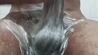 Indian boy pubic hairy penis shaving & washing masturbating