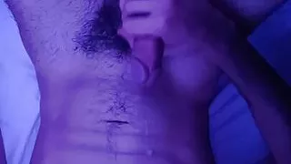 This bi-curious twink wasn't expecting to cum so hard all over his belly and struggles to clean all the mess