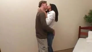 Dark exotic teen cunt fucked by three young bisexual men then triple cumshot