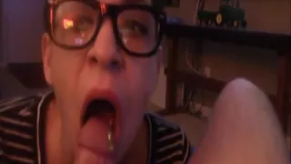 Geeky Girl With Glasses Teasing A Lucky Guys Big Dong