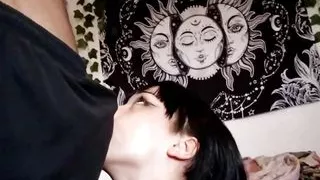 Tiktoker Recording Blowjob and Taking a Lot of Cum in the Mouth Ft. Amber Kai