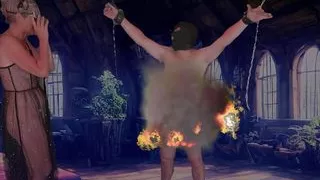 A dominatrix turns into a witch for Halloween