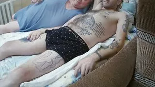 watching the movie ended with a deep blowjob and cum on her face