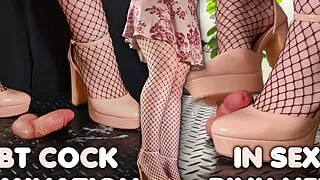 Sexy Pink Stiletto CBT - Trampling, Bootjob, Ballbusting