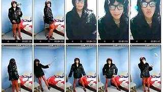 Joselynne Cd Red Stockings And Furry Jacket Show My Legs I I