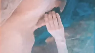 Jerking off with silk cloth