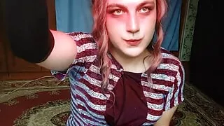 Hot Femboy Big Butt College Teen Girly Dressed Cute Model Crossdresser Kitty At Home Trying Dressed And Making Sexual Perform