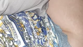 Step mom without panties sitting in bed with step son