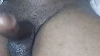 Long dick play with crotch pinching fetish - big black dick cums