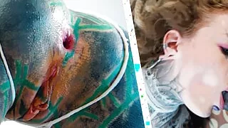 Sexy tattoo girl in lingerie rough anal fuck