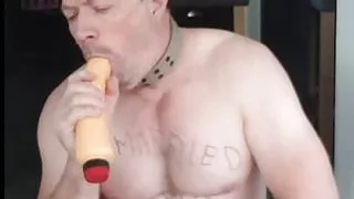 sucking and getting fucked by a big dildo