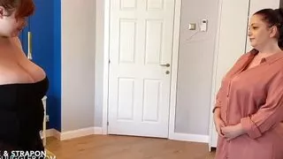 Busty Lady shaved and fucked by her curvy maid