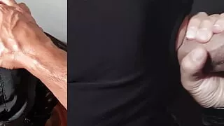 I suck his cock and he comes on my head on the hood