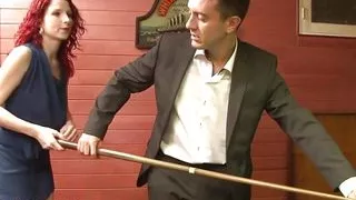 Slutty French redhead delivers pizza and pussy