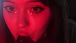 Sexy girl slobberingly sucks a huge cock