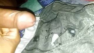 Cumshot on underwear panties thong bikini