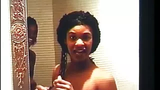 Two sexy black lesbians finger fuck each other on the couch