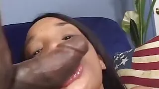Sexy black broad with small tits deep throats and takes black cock