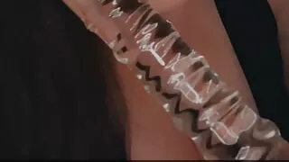 She fucks her tight little pussy with a new glass dildo