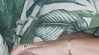 Step mom in bed handjob step son dick for hard erection