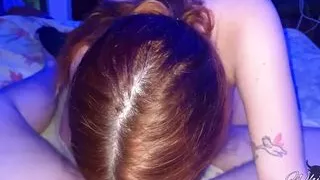 My sweet redhead stepdaughter is hungry she decides to eat and ride my cock