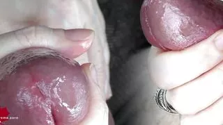 A horny cock treatment. Close-up of the orgasm control.