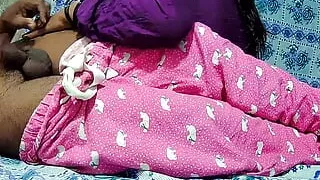 Indian old man and woman sex in the bedroom.