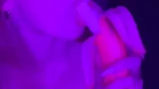 The bitch passionately sucks a banana